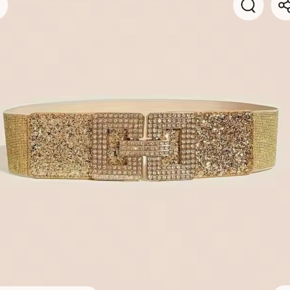 03-Luxury Rhinestone metallic shine elastic belt - Picture 4 of 5